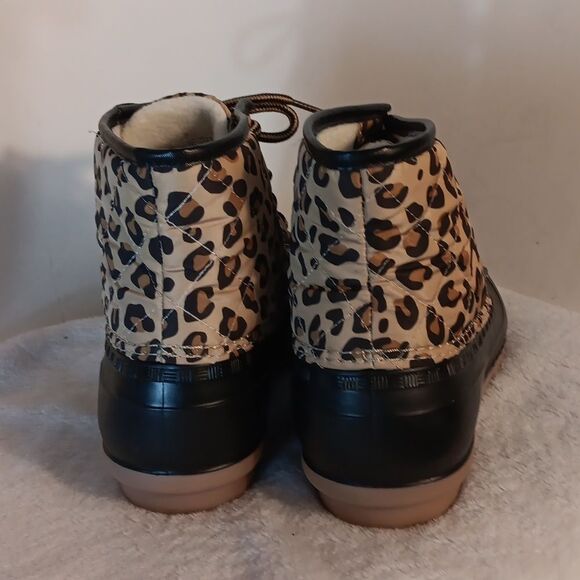 Magellan Quilted Leopard Print Women's Duck Boots - Picture 3 of 8